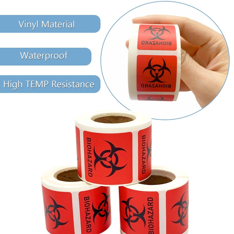 BEMAXYE Biohazard Danger Safety Warning Label - 1""x1"" Waterproof Self Adhesive Decal Sign Sticker  High Temp Resistance  Long Lasting (250 Pcs/Roll) - Image 5